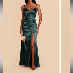 Birdy Grey Catherine Shiny Satin Dress Emerald XS